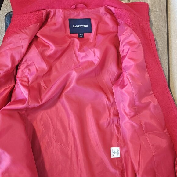 Lands' End Jacket Womens 16 Fuchsia Pink Wool Blend Full Zip Stand Collar - Picture 4 of 13